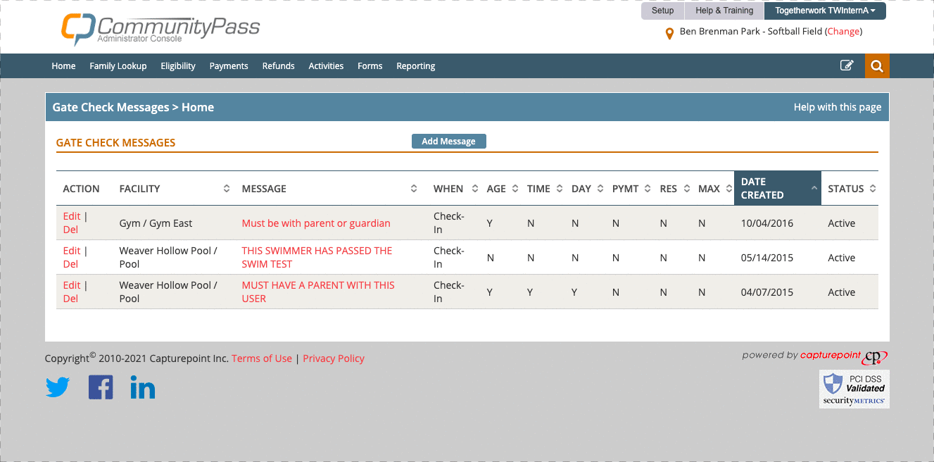 Gate Check Messaging Capturepoint